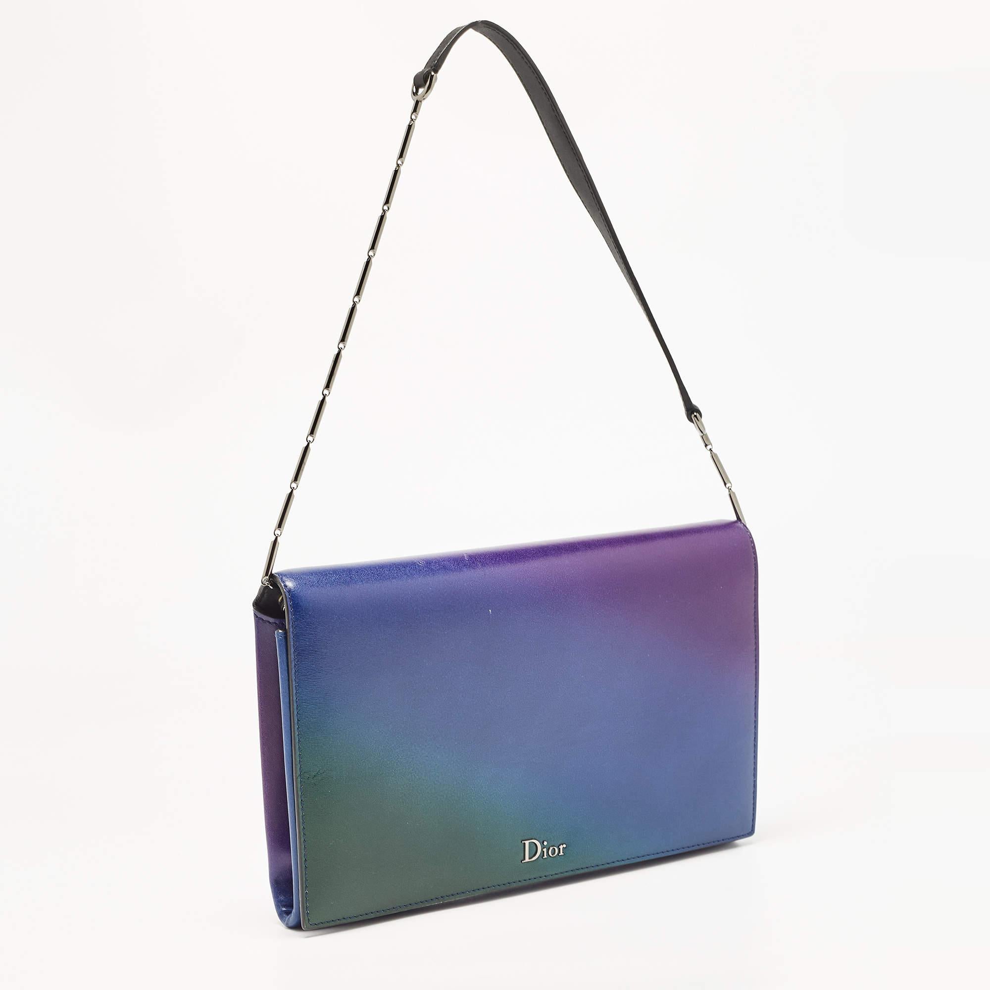 Dior Multicolor Ombre Leather Flap Bag For Sale 8