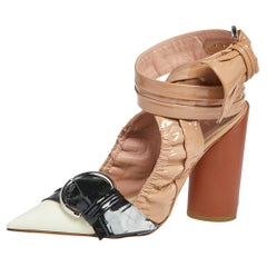 Dior Multicolor Patent Leather Conquest Buckle Detail Ankle Wrap Sandals Size 35