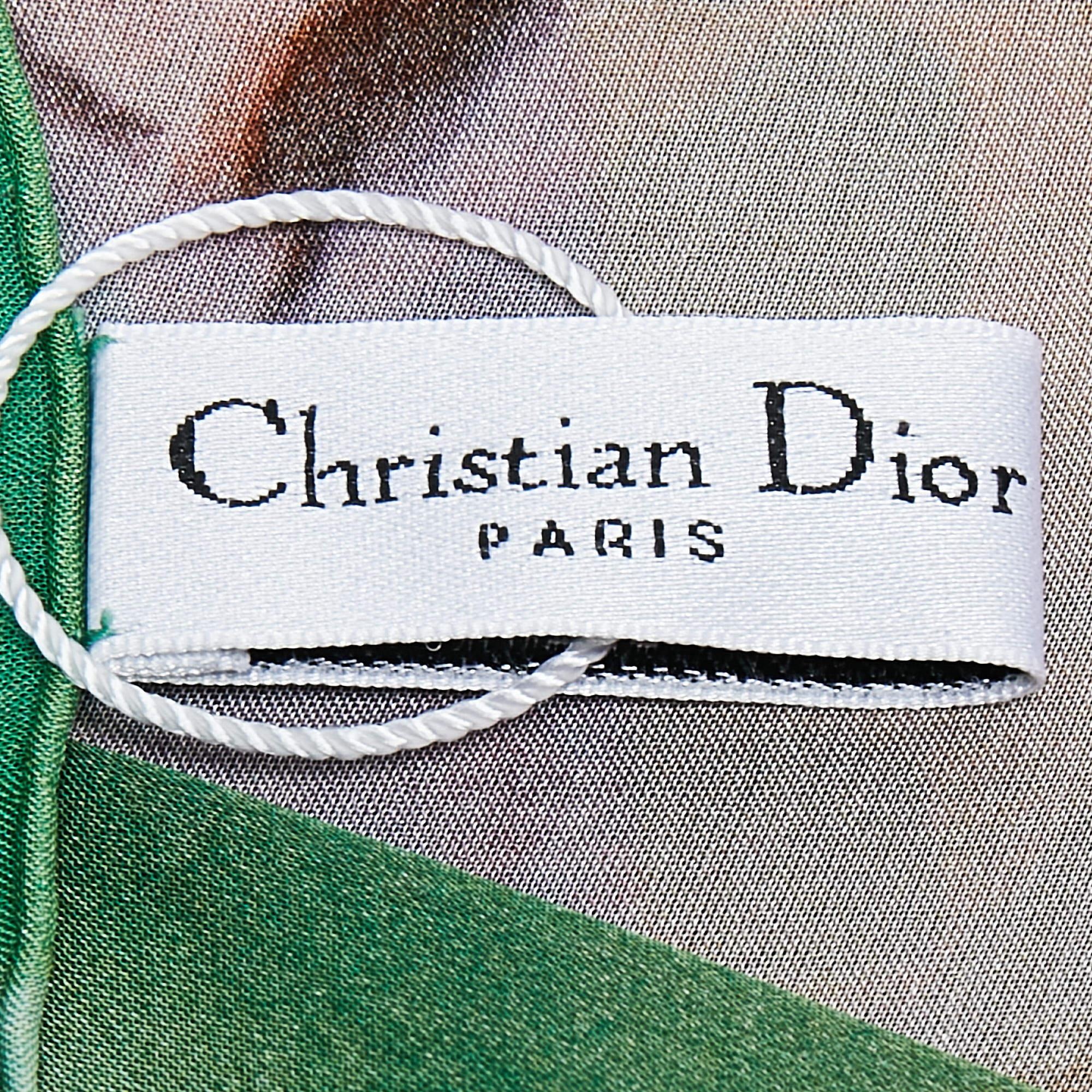 Gray Dior Multicolor Print Silk Square Scarf