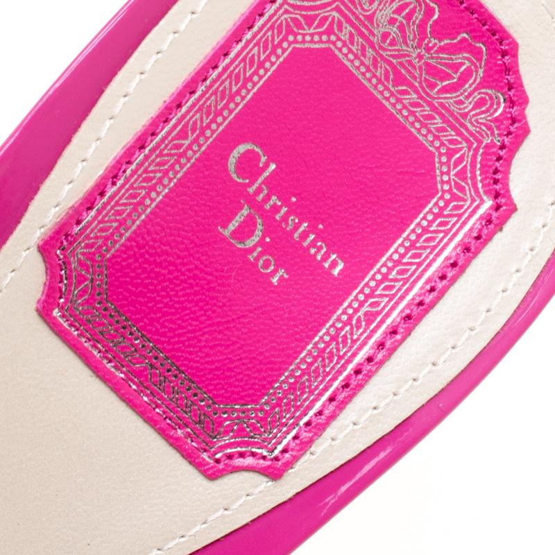 Pink Dior Multicolor Printed Cotton Peep Toe Slide Clogs Size 39.5