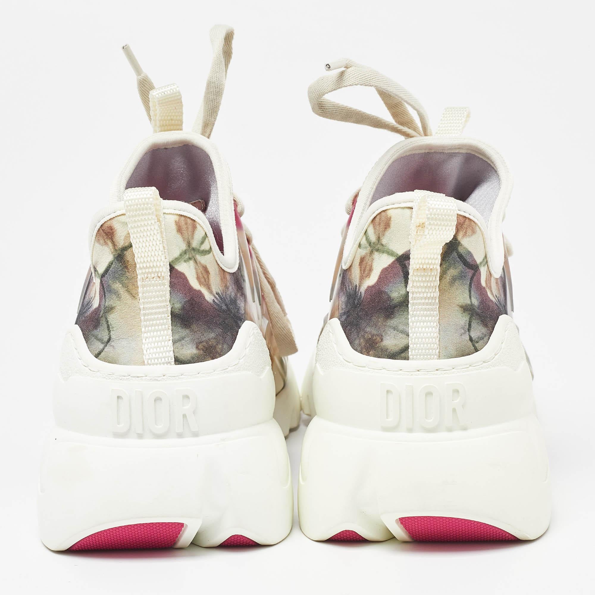 Dior Multicolor Printed Neoprene and Leather D-Connect Kaleidoscopic Sneakers Si 3