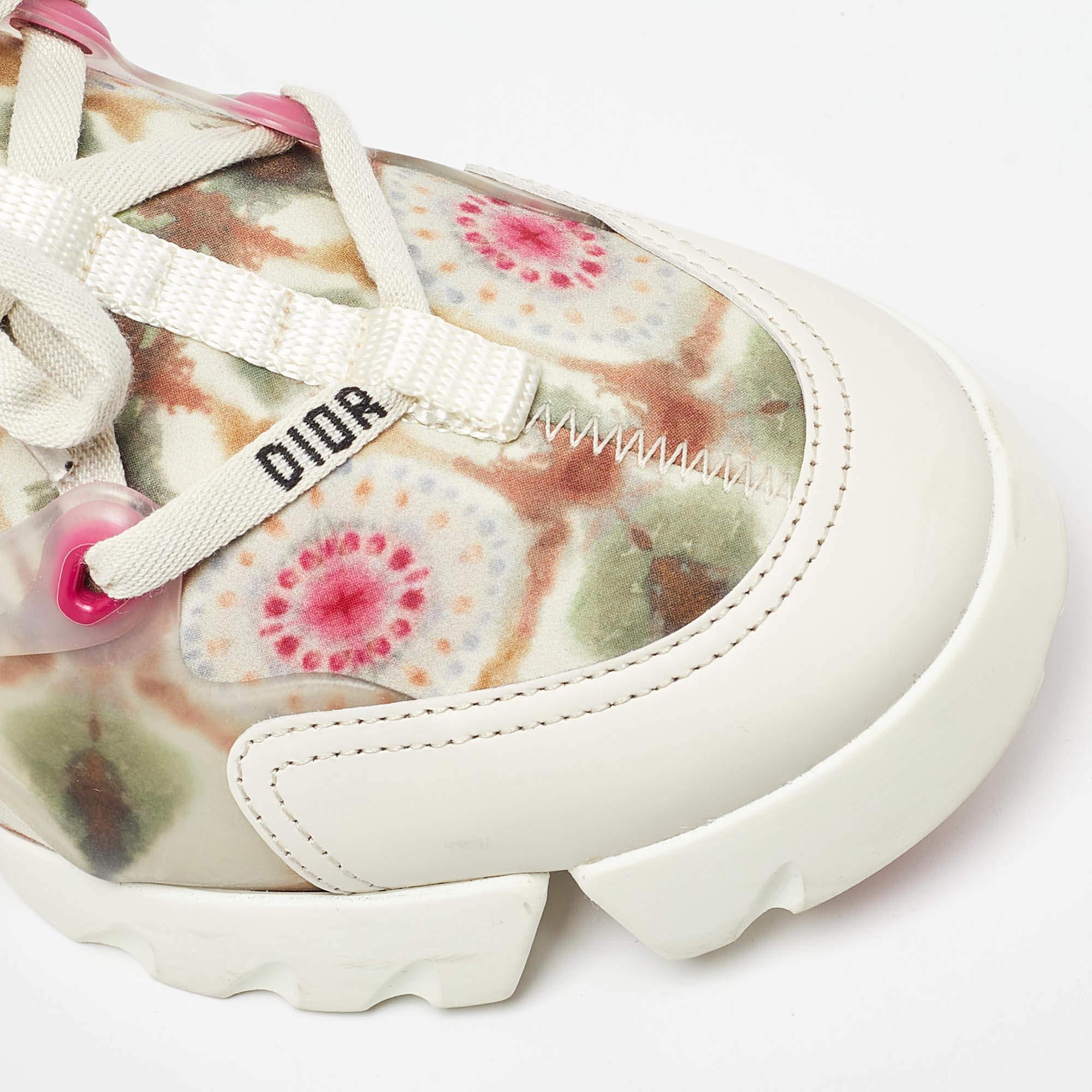 Dior Multicolor Printed Neoprene and Leather D-Connect Kaleidoscopic Sneakers Si 4