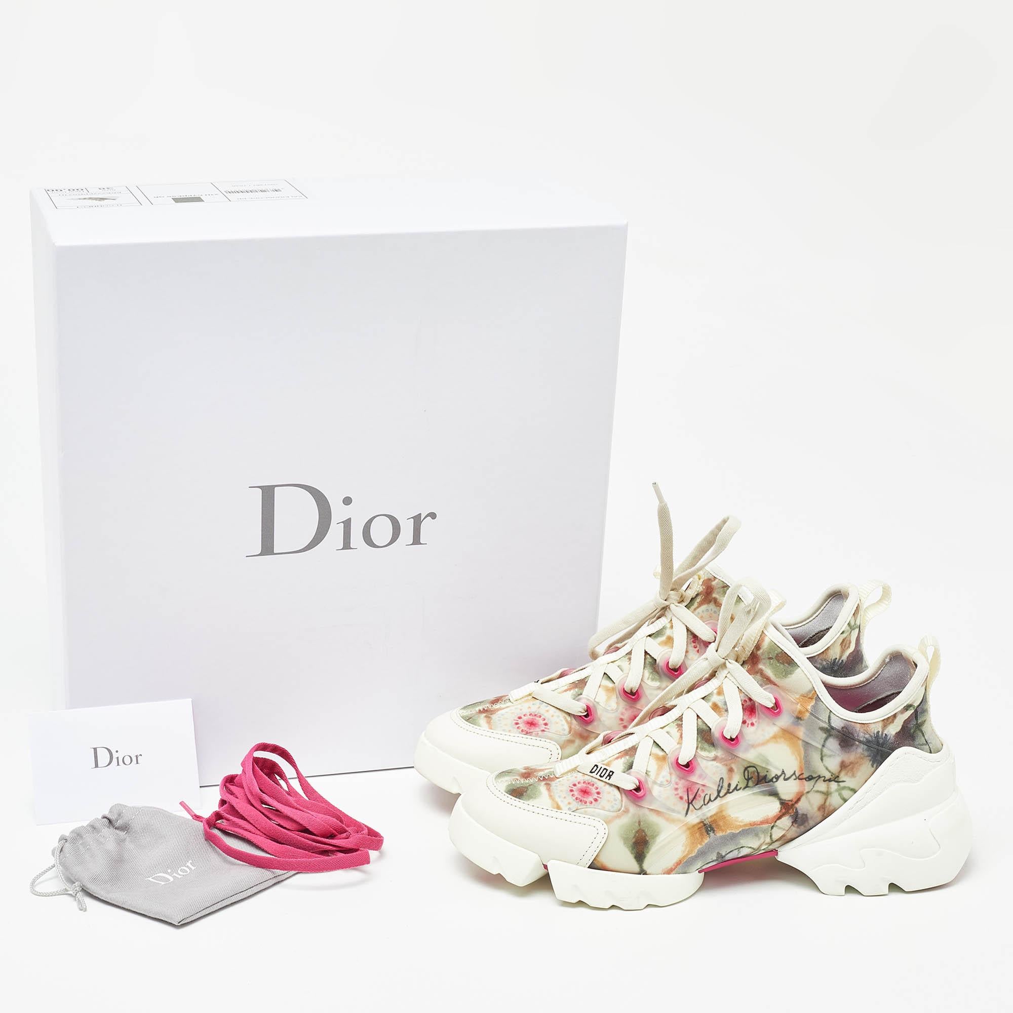Dior Multicolor Printed Neoprene and Leather D-Connect Kaleidoscopic Sneakers Si 5