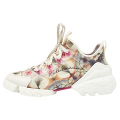 Used Dior Multicolor Printed Neoprene and Leather D-Connect Kaleidoscopic Sneakers Si