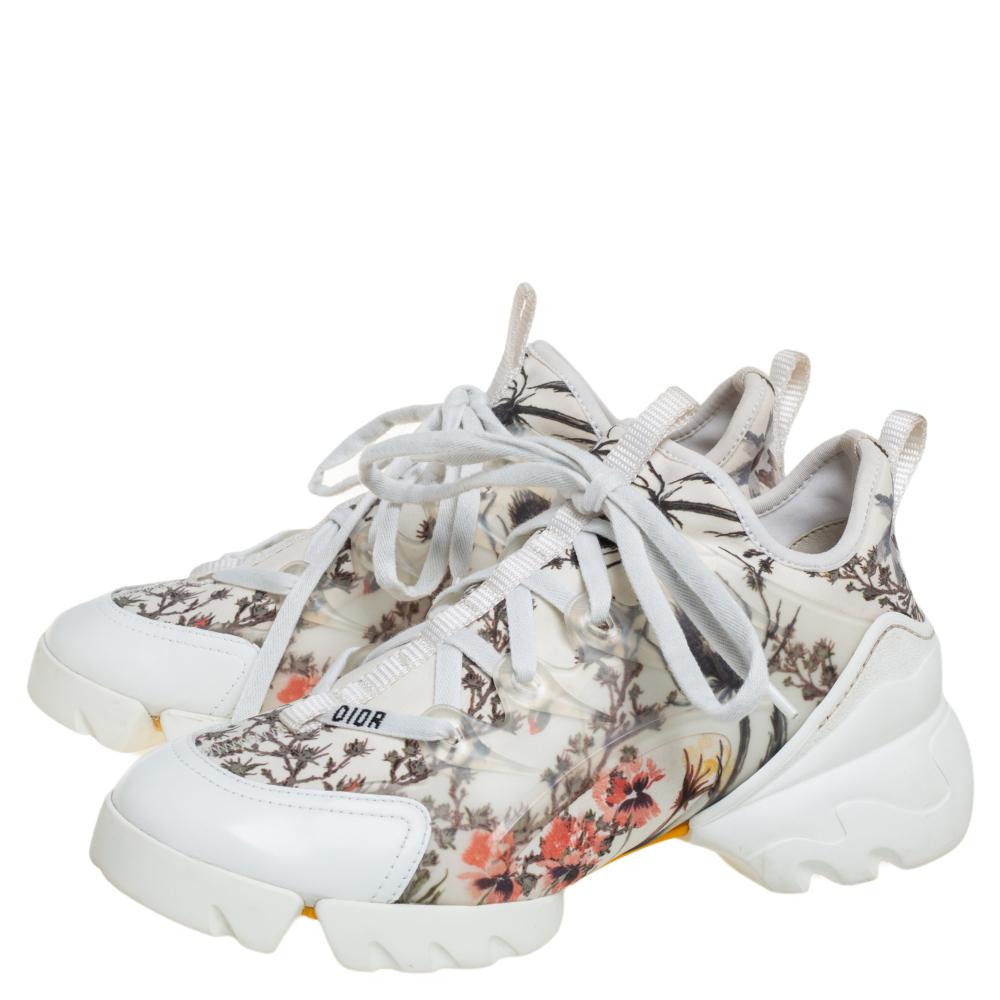 Dior Multicolor gedruckt Neopren und weißes Leder Turnschuhe Größe 36::5 Damen
