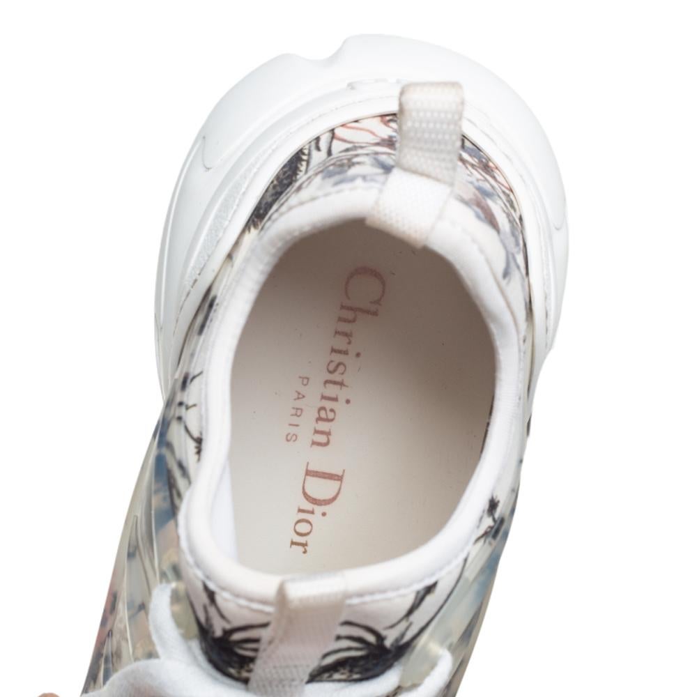 Dior Multicolor gedruckt Neopren und weißes Leder Turnschuhe Größe 36::5 1