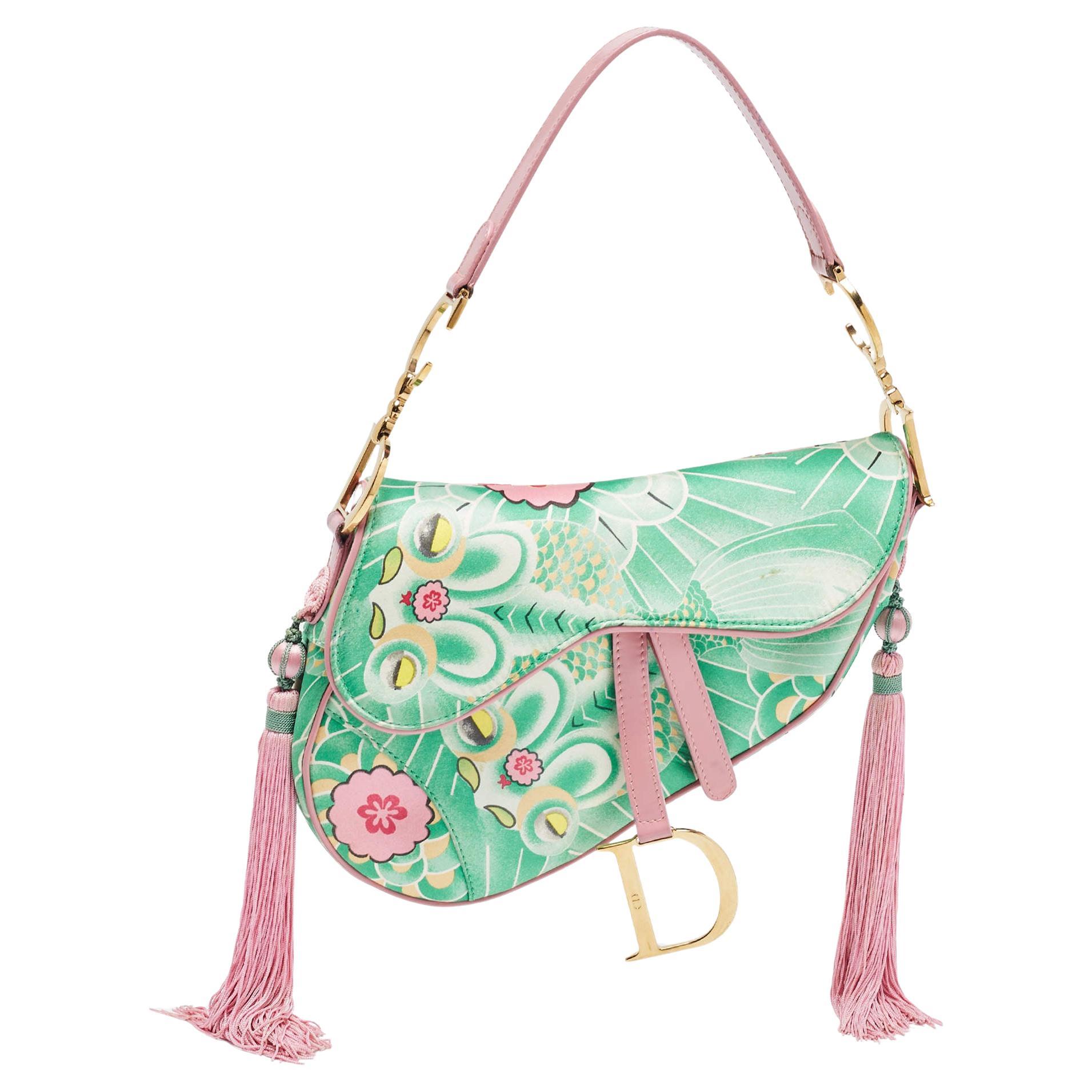 Dior Multicolor Printed Silk Limited Edition 0459 Koi Saddle Bag