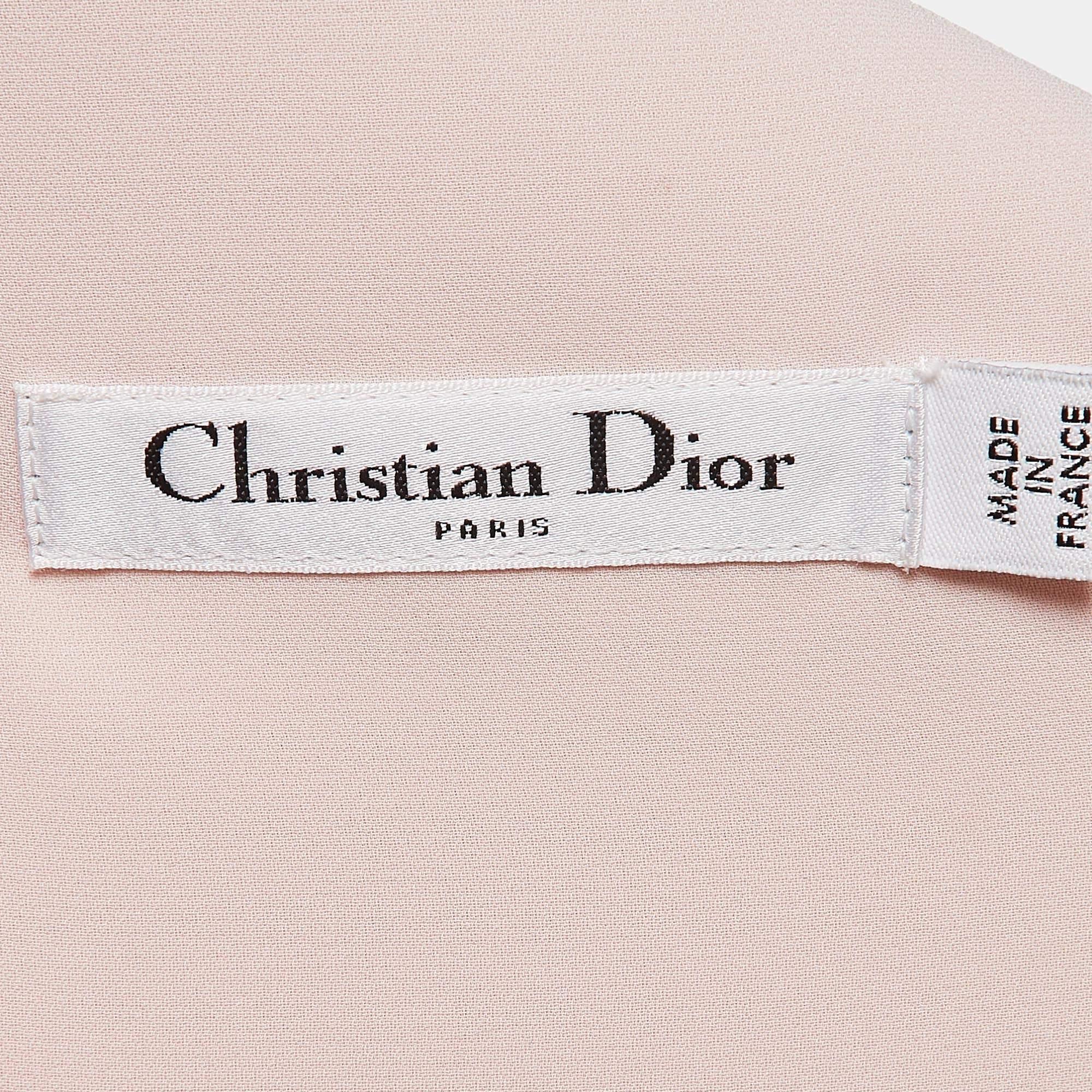 Dior Multicolor Printed Silk Sequin Embellished One Shoulder Tiered Dress M For Sale 1