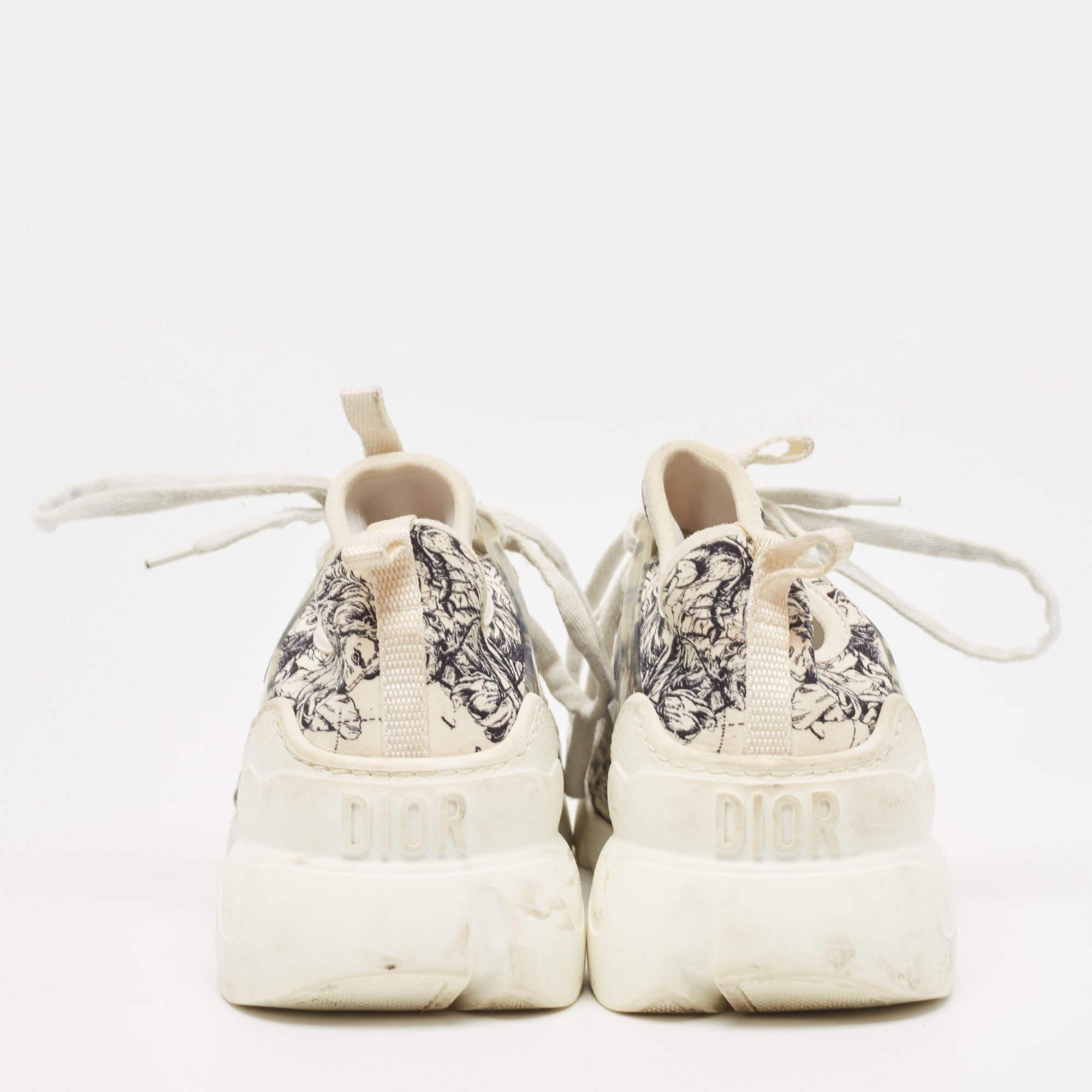 Dior Multicolor PVC and Fabric D-Connect Sneakers Size 36.5 In Good Condition For Sale In Dubai, Al Qouz 2