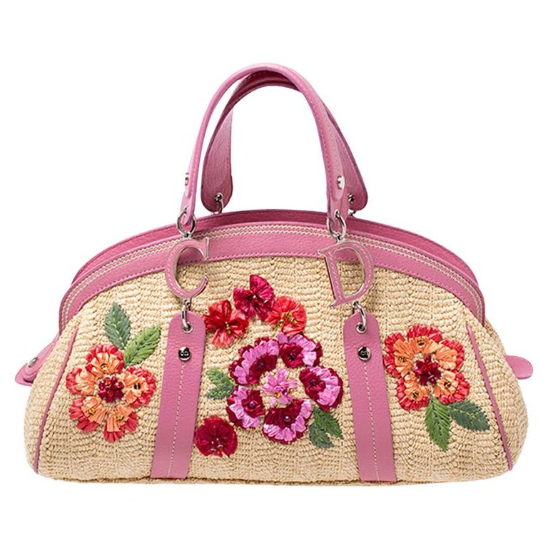 Dior Multicolor Raffia/Leather Floral Detective Doctor Bag For Sale at ...