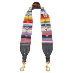 Dior Multicolor Studded Canvas and Leather Bohemian Inspired Shoulder Strap