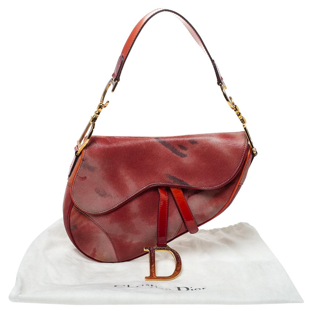 Dior Multicolor Suede and Patent Leather Saddle Tie Dye Bag 6