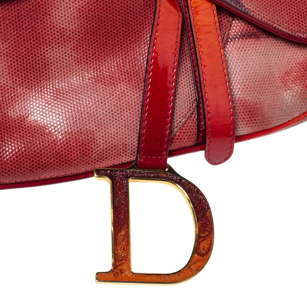 Dior Multicolor Suede and Patent Leather Saddle Tie Dye Bag In Fair Condition In Dubai, Al Qouz 2