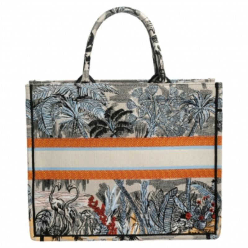 Women's Dior Multicolor Toile De Jouy Tropicalia Embroidered Canvas Large Book Tote