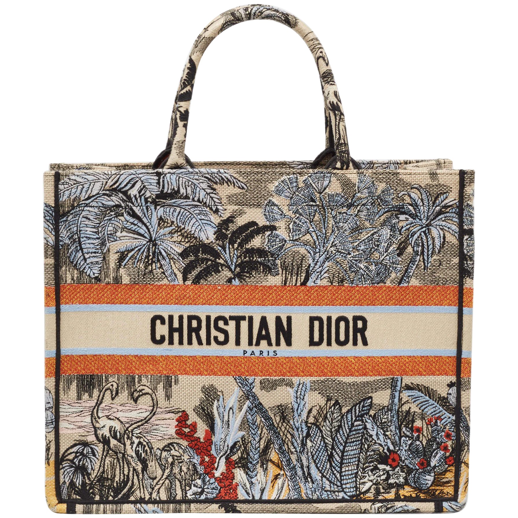 Dior Multicolor Toile De Jouy Tropicalia Embroidered Canvas Large Book Tote