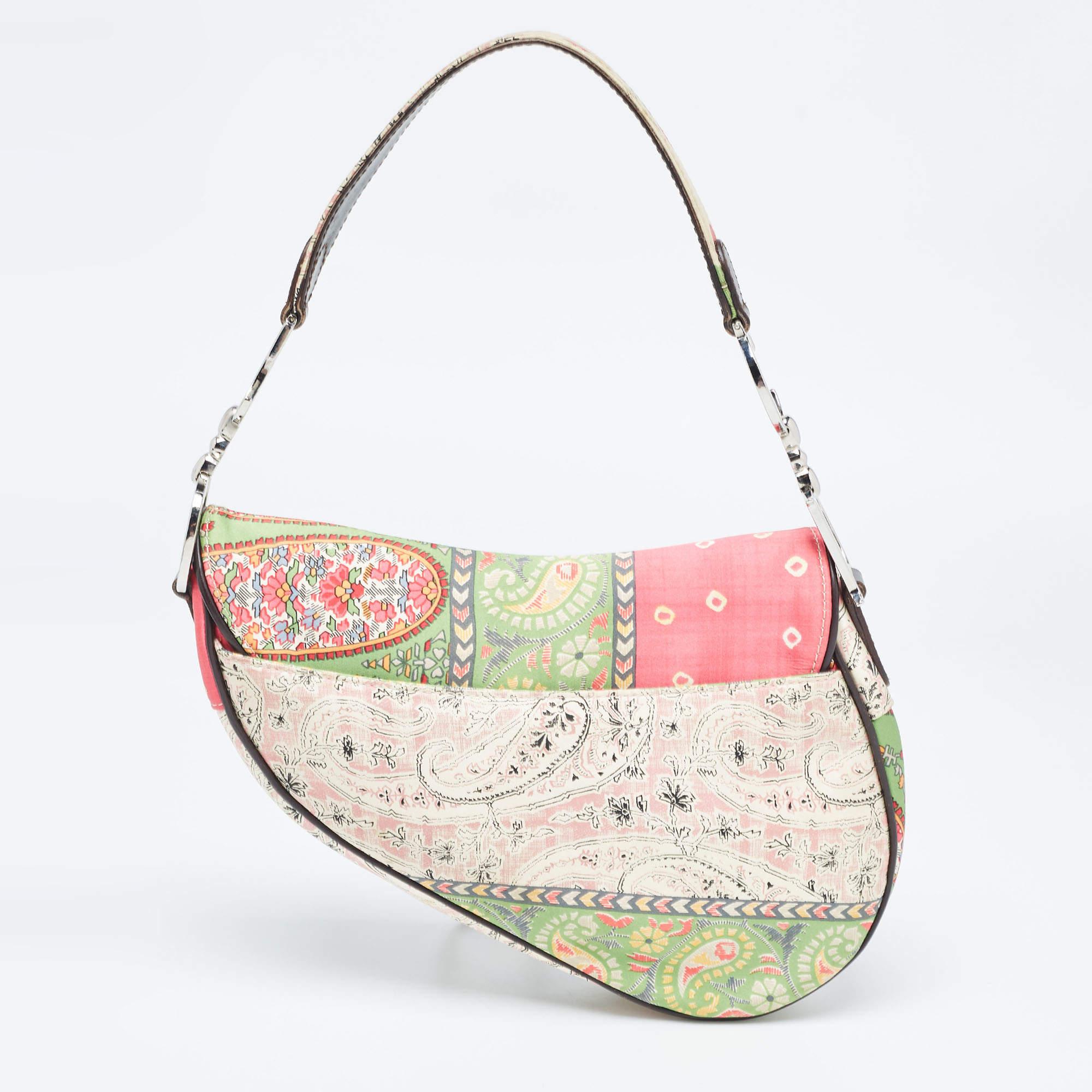 Dior Multicolour Satin Paisley Saddle Bag 8