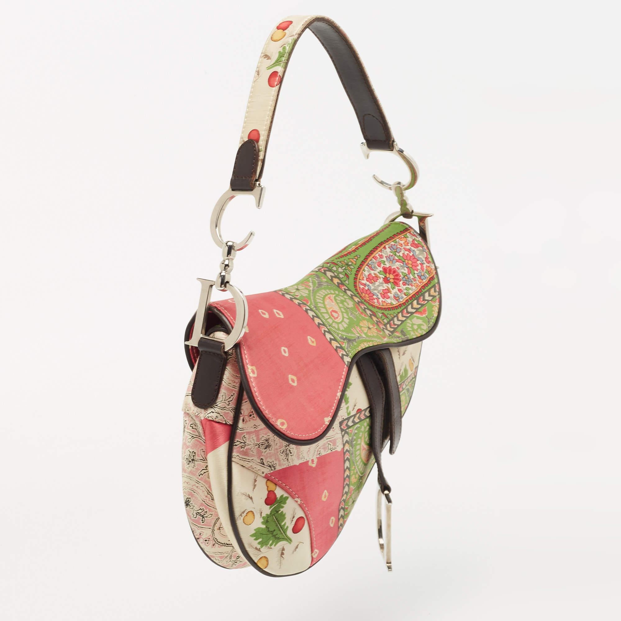 Dior Multicolour Satin Paisley Saddle Bag In Good Condition In Dubai, Al Qouz 2
