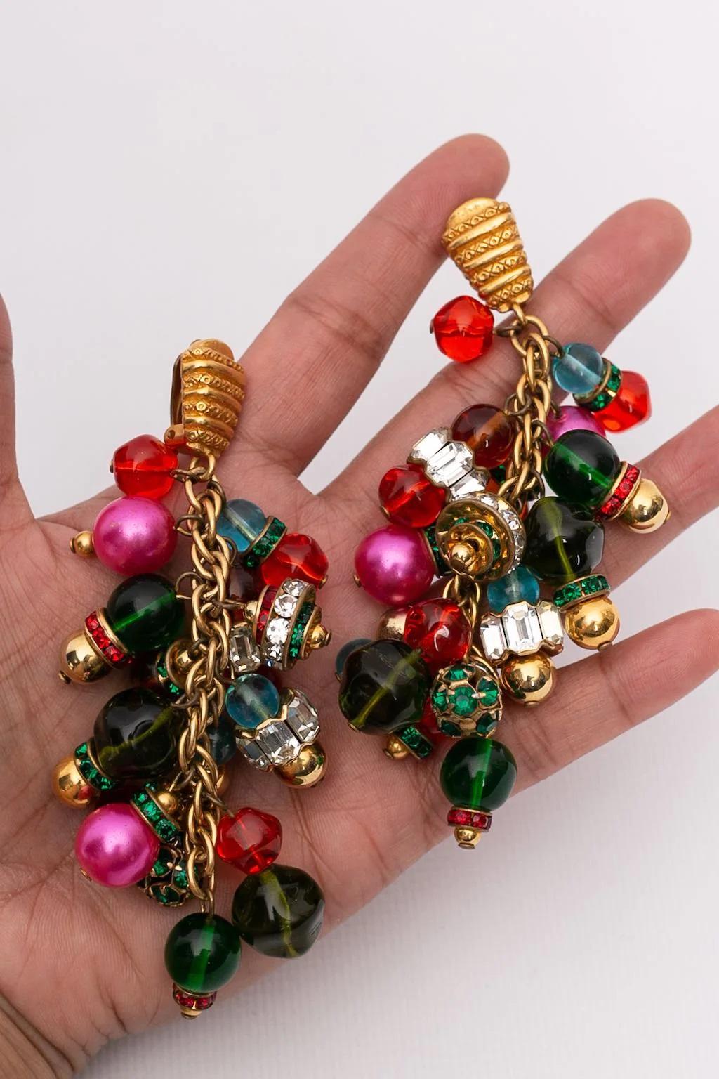 Dior Multicoloured Gilted Metal Clip-on Earrings For Sale 5