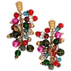 Pendientes de clip de metal dorado multicolor Dior