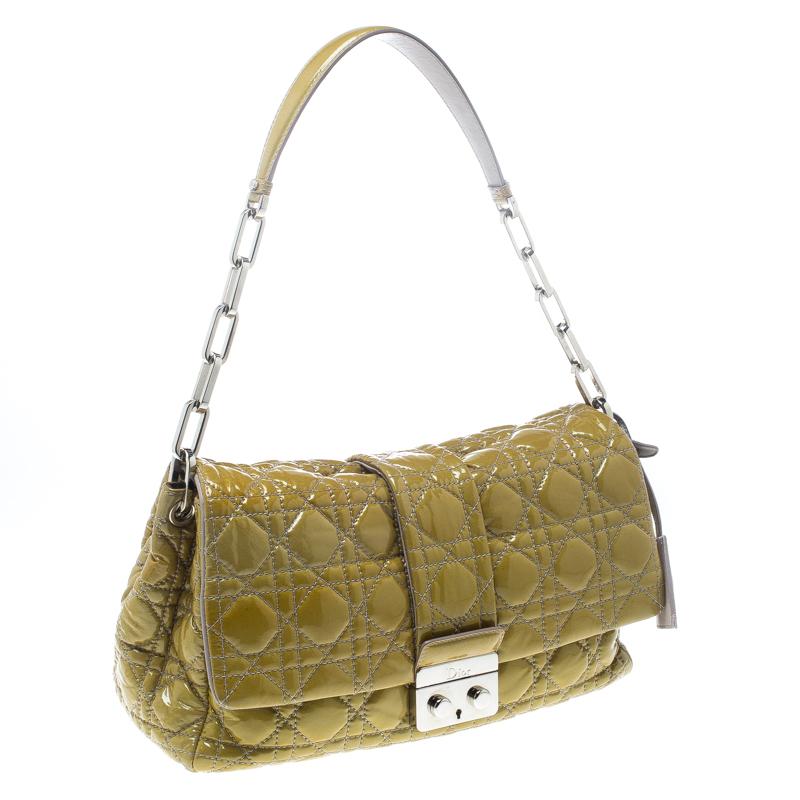 Dior Mustard Cannage Leather New Lock Flap Bag In Good Condition In Dubai, Al Qouz 2