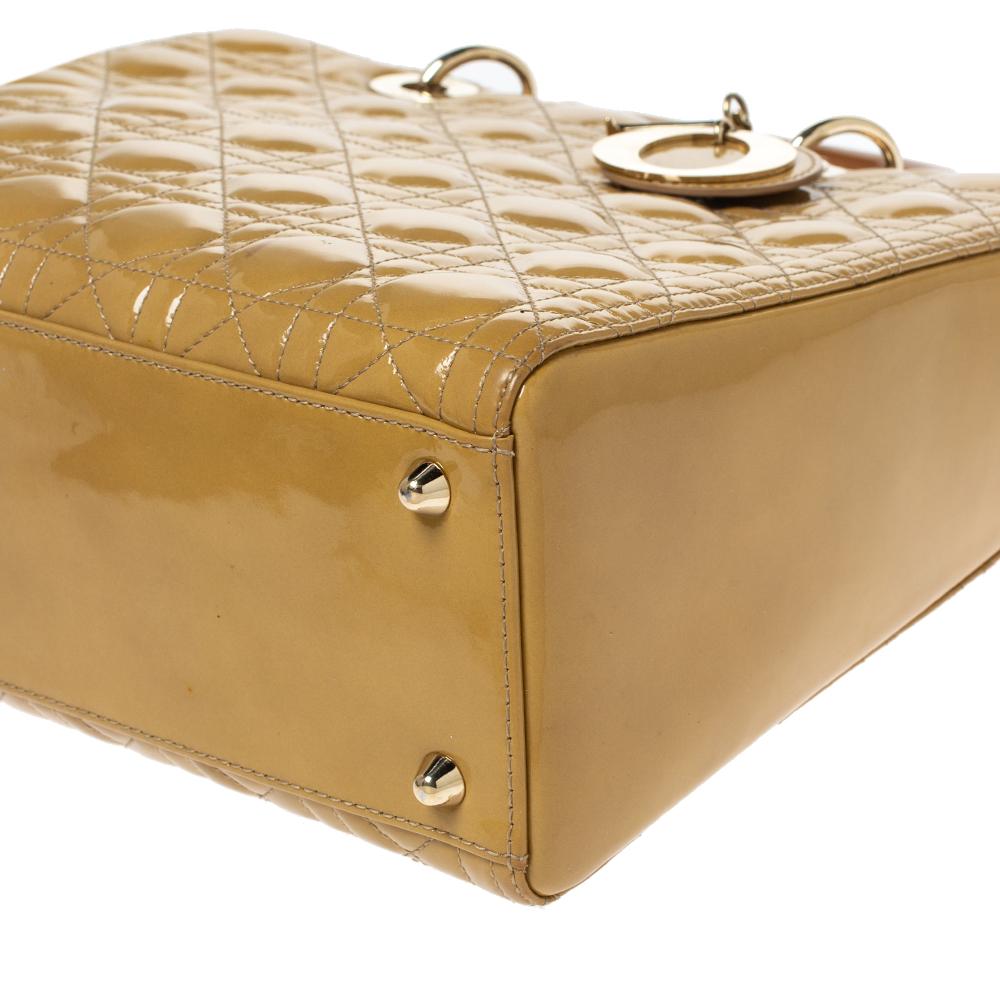 Dior Cannage Mostaza Charol Grande Lady Dior Tote 2