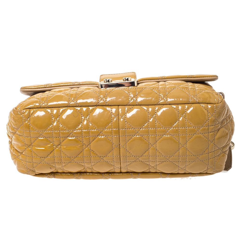 Dior Mustard Cannage Patent Leather Medium New Lock Shoulder Bag 6