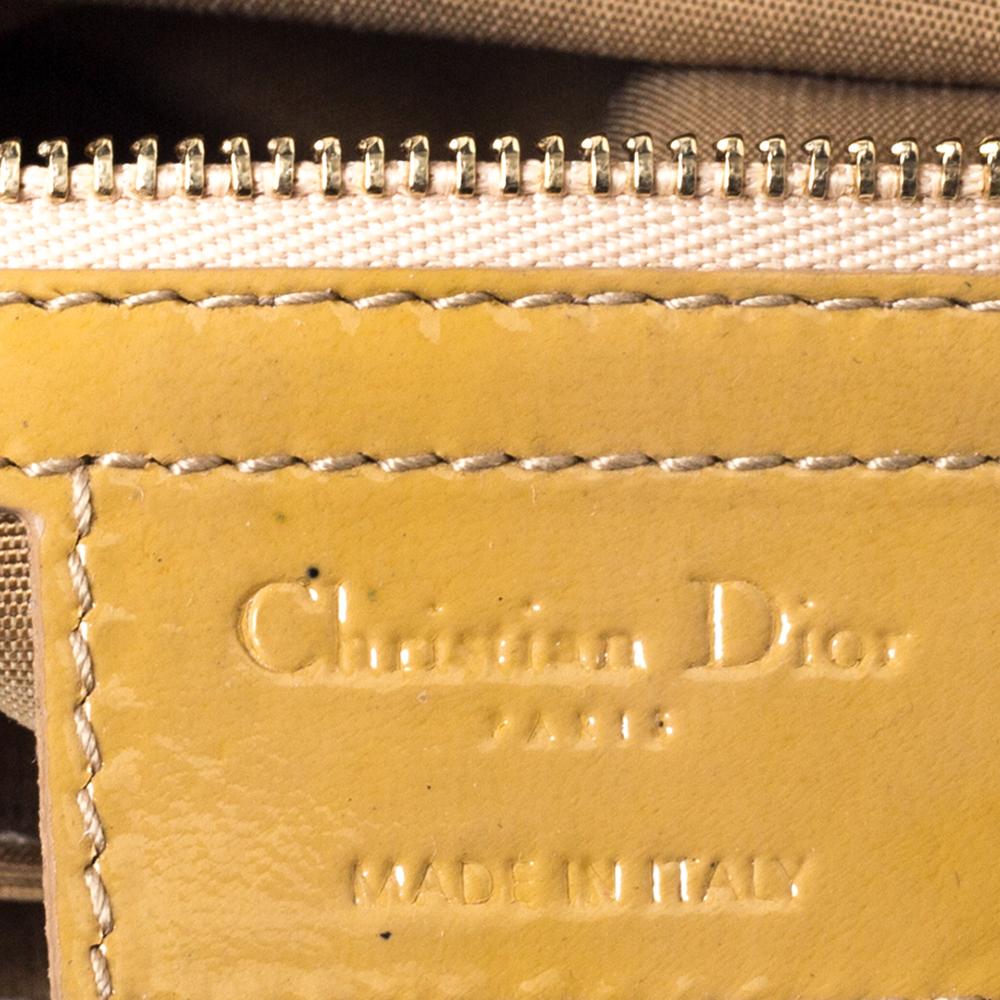 Dior Mustard Cannage Patent Leather Medium New Lock Shoulder Bag 2
