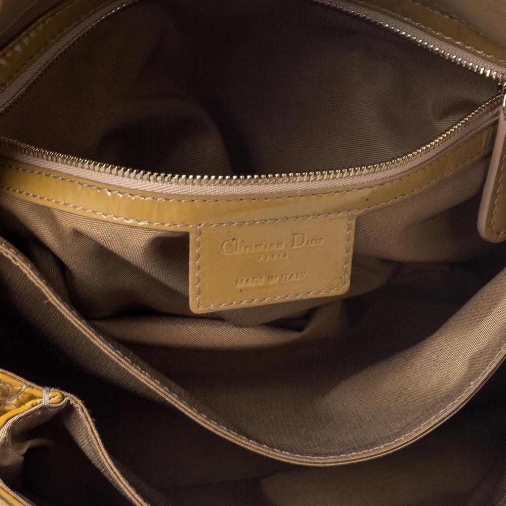 Dior Mustard Cannage Patent Leather Medium New Lock Shoulder Bag 3