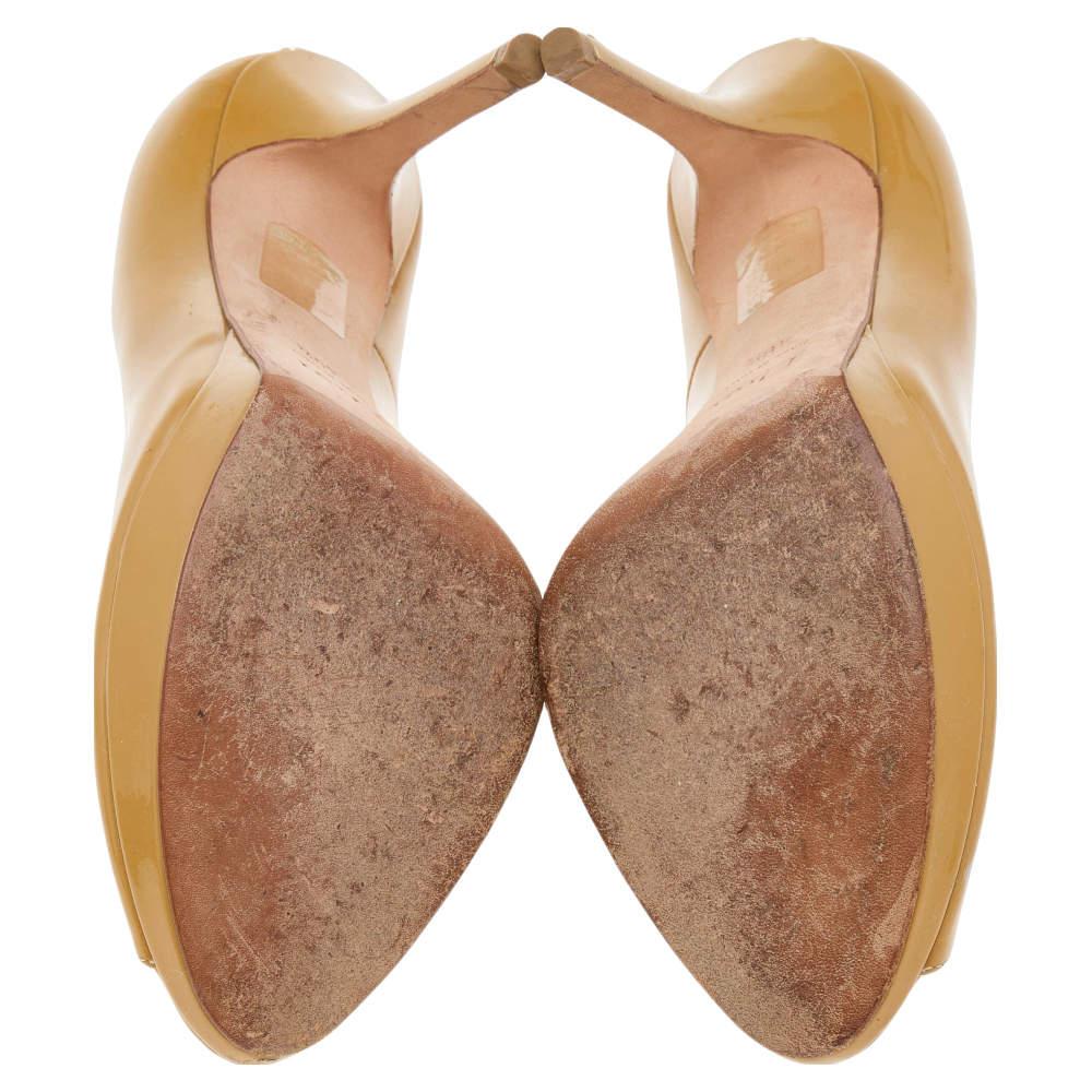 Miss Dior, in pelle verniciata senape, con piattaforma Peep Toe, misura 40,5 1