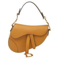 Used Dior Mustard Yellow Leather Saddle Bag