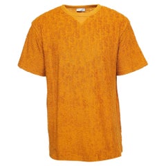 Dior Mustard Yellow Oblique Jacquard Terry Cotton Relaxed Fit T-Shirt L
