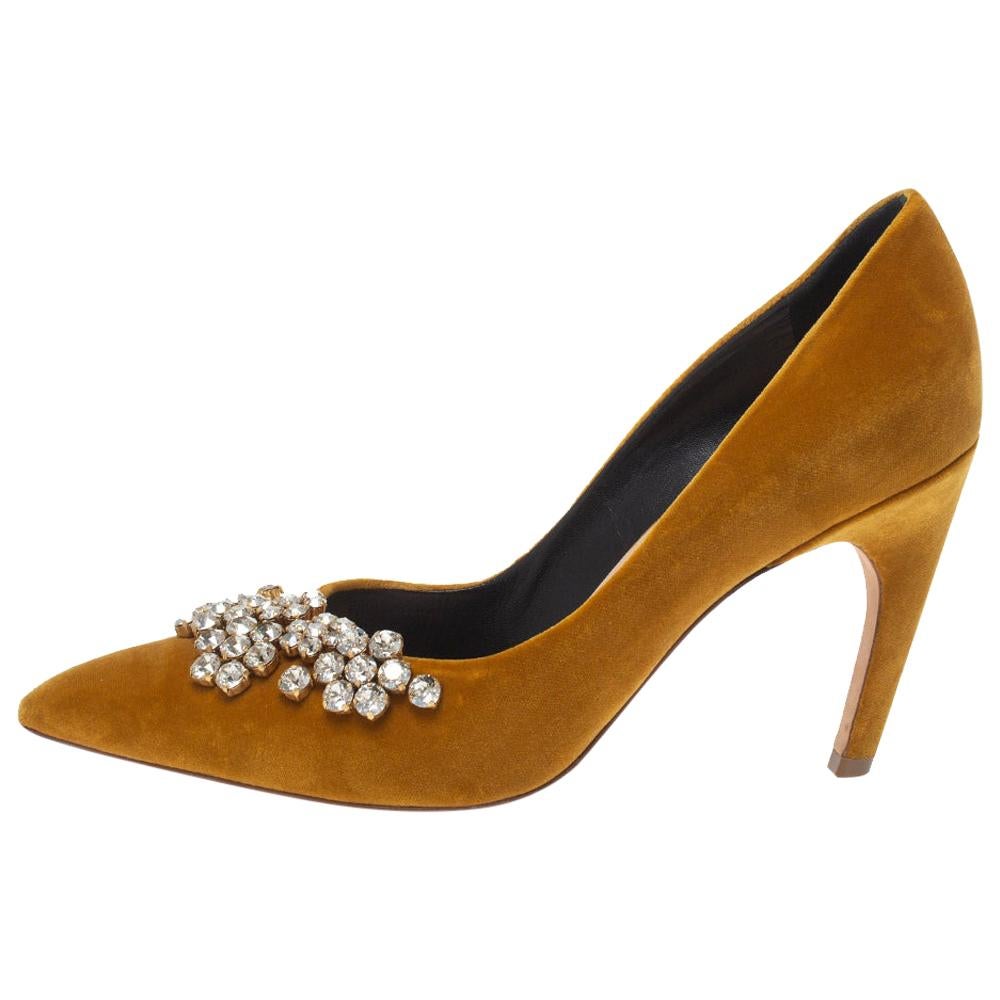Dior Mustard Yellow Suede Embellished Pointed Toe Pumps Size 40 at 1stDibs mustard yellow