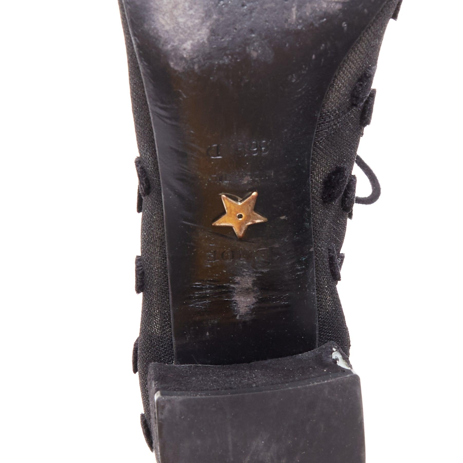 DIOR Naughtily-D schwarz gepunktetes Netz Goldspitze Stiefeletten EU36.5 im Angebot 5