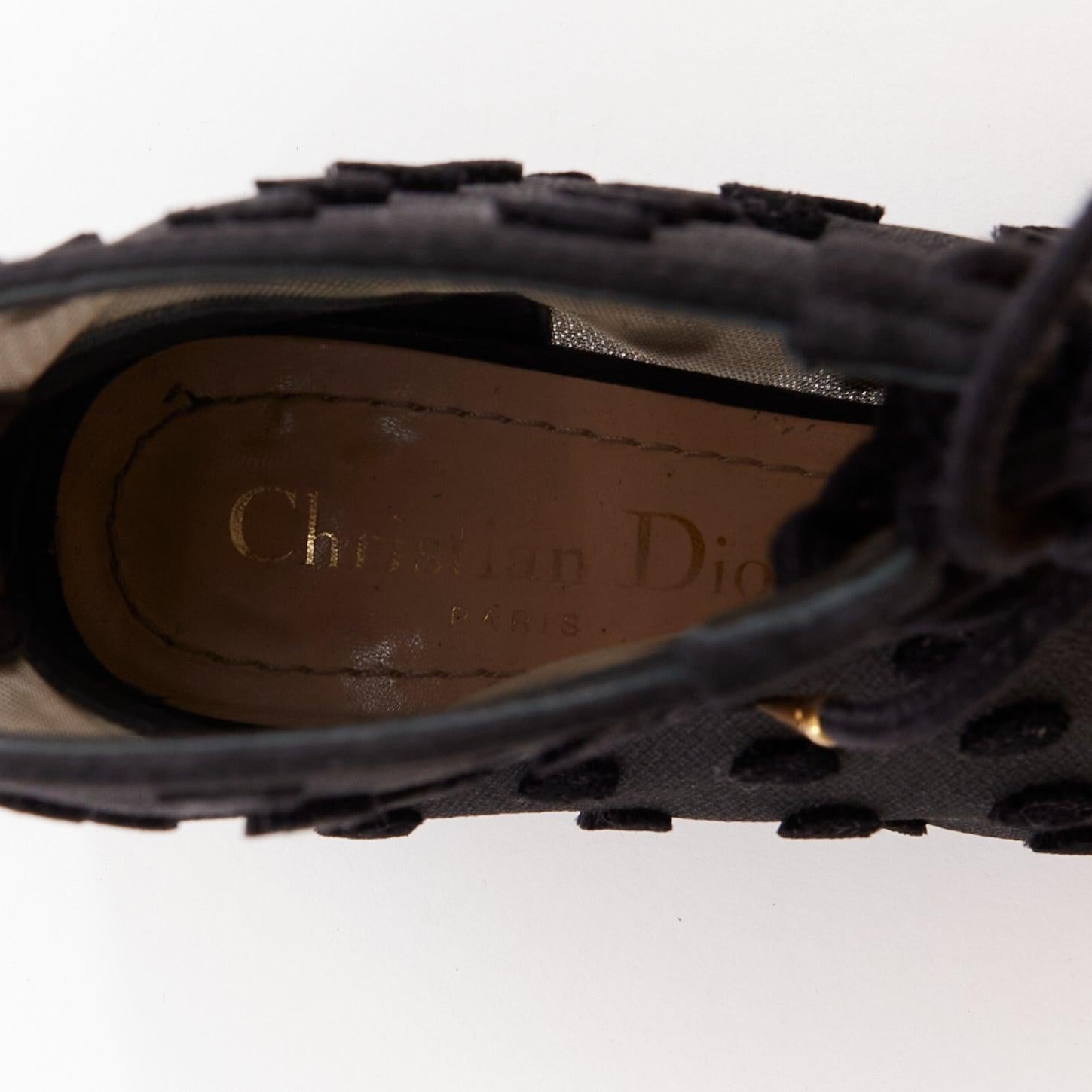 DIOR Naughtily-D schwarz gepunktetes Netz Goldspitze Stiefeletten EU36.5 im Angebot 4