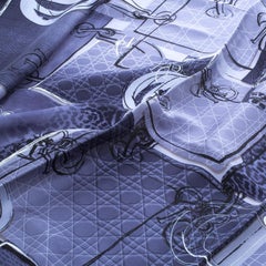 Dior Navy Blue Bag Print Silk Square Scarf
