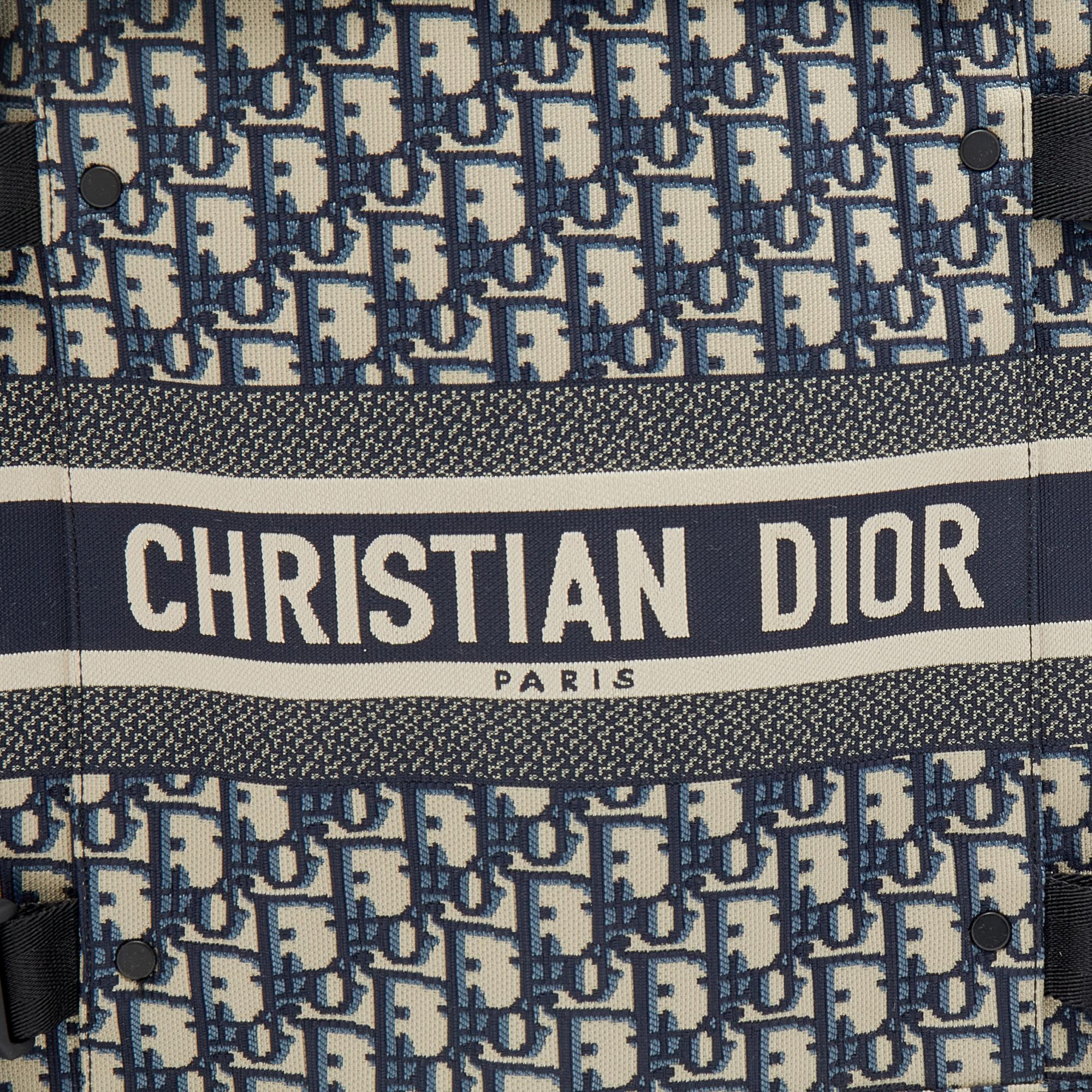 Dior Navy Blue/Beige Oblique Canvas Small DiorTravel Suitcase 2