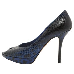Escarpins Miss Dior gaufrés bleu marine/noir Taille 39,5