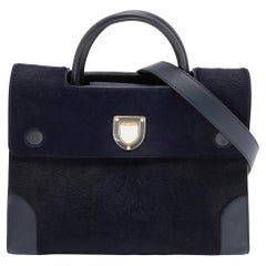 Dior Navy Blue/Brown Leather and Calf Hair Medium Diorever Tote