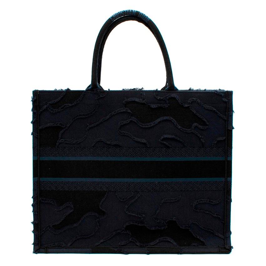 Black Dior Navy Blue Camouflage Embroidered Book Tote