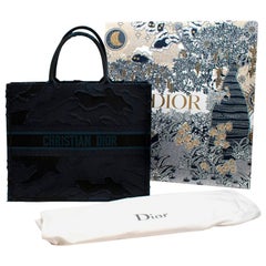 Dior Navy Blue Camouflage Embroidered Book Tote  