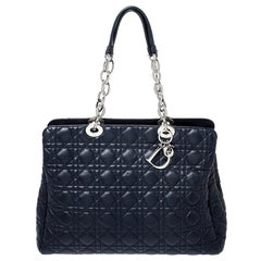 Dior Navy Blue Cannage Leather Lady Dior Zipped Shopper Tote