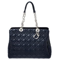 Dior Navy Blue Cannage Leather Lady Dior Zipped Shopper Tote