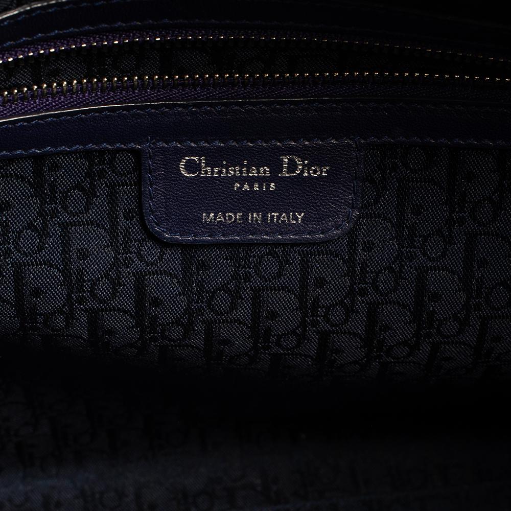 Women's Dior Navy Blue Cannage Leather Large Lady Dior Tote