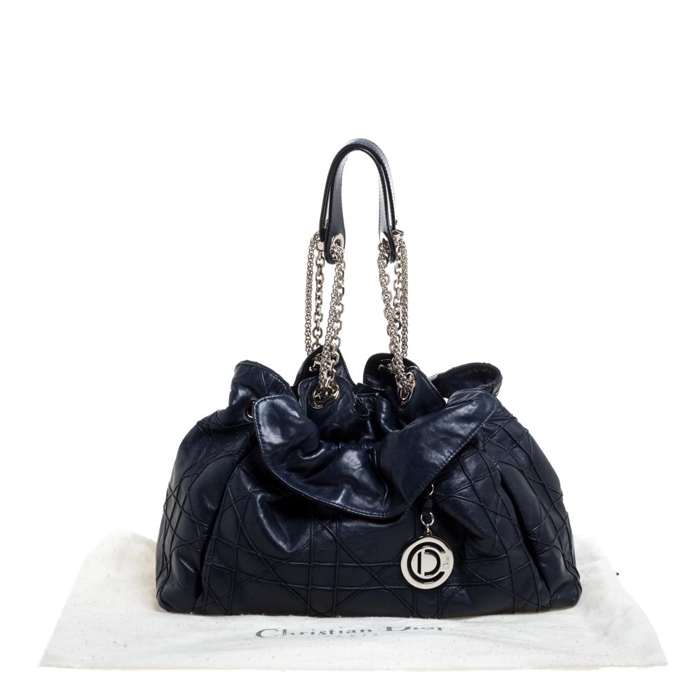 Dior Navy Blue Cannage Leather Le Trente Hobo 7
