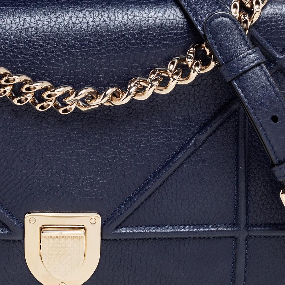 Dior Navy Blue Cannage Leather Medium Diorama Shoulder Bag 4