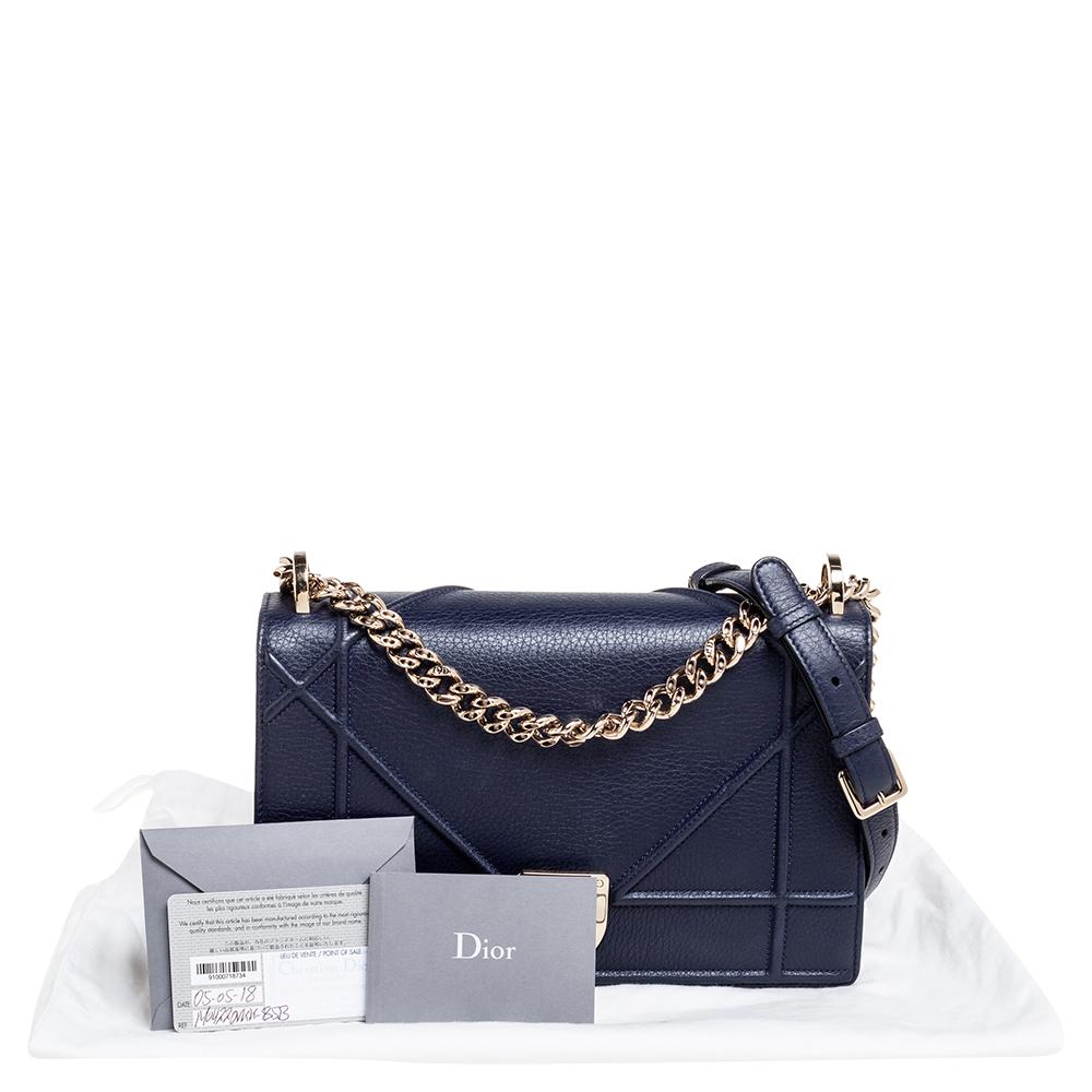Dior Navy Blue Cannage Leather Medium Diorama Shoulder Bag 6