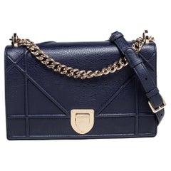 Dior Navy Blue Cannage Leather Medium Diorama Shoulder Bag