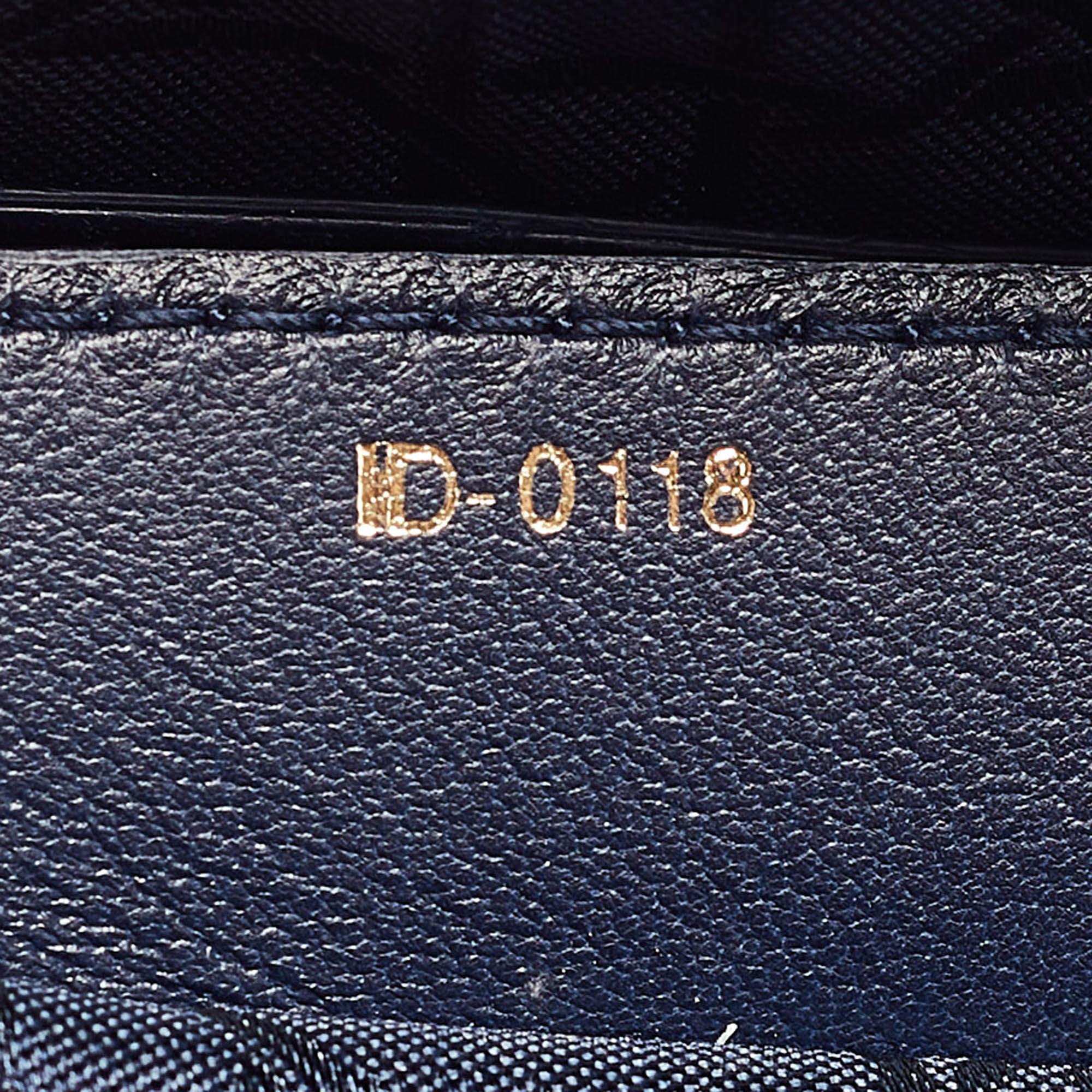 Dior Navy Blue Cannage Leather Medium Lady Dior Tote 4