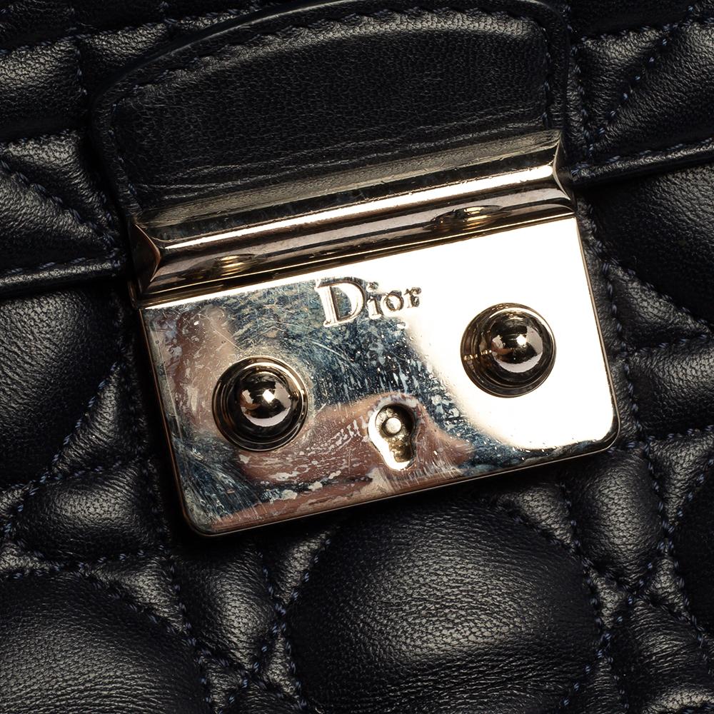 Dior Navy Blue Cannage Leather Medium Miss Dior Flap Bag 4