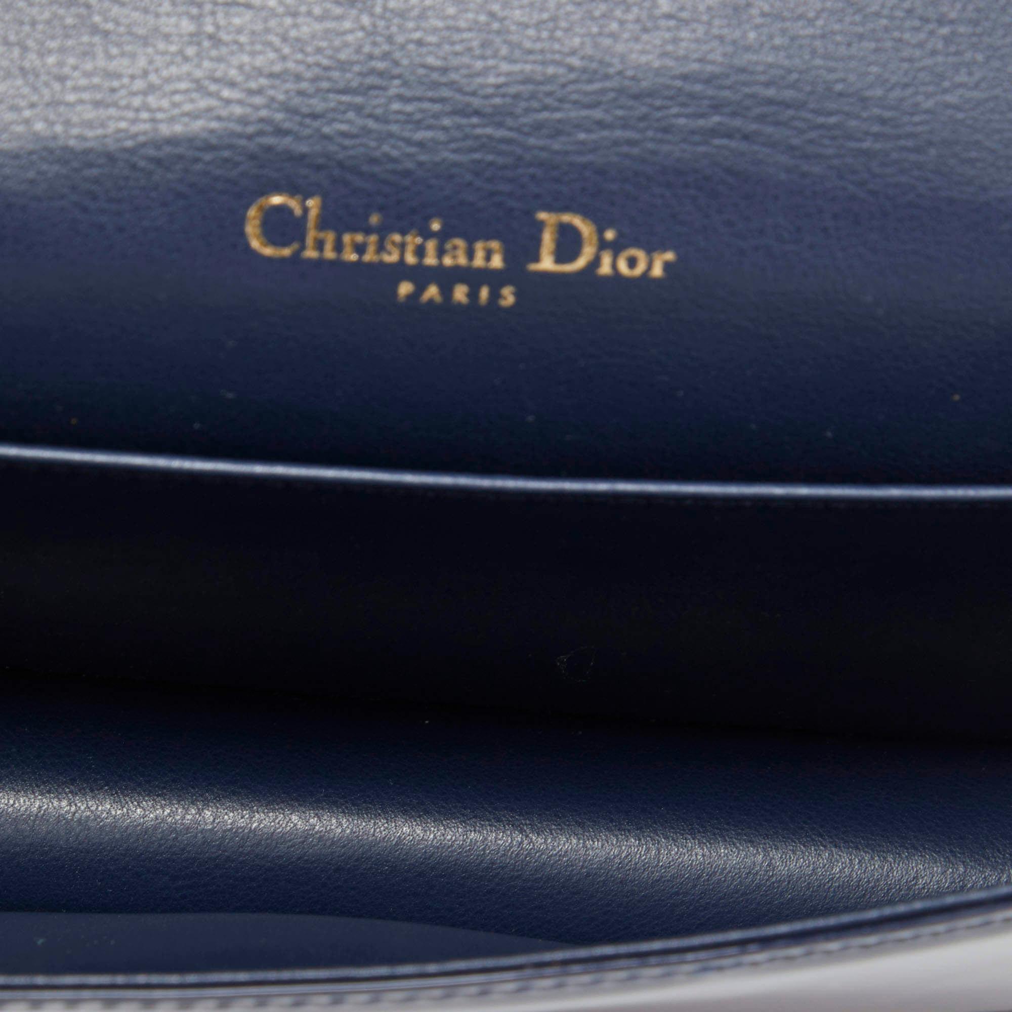Dior Navy Blue Cannage Patent Leather Lady Dior Chain Clutch 2